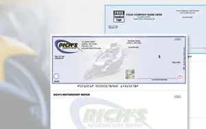 Custom printed business checks and financial documents for banking and payment processing