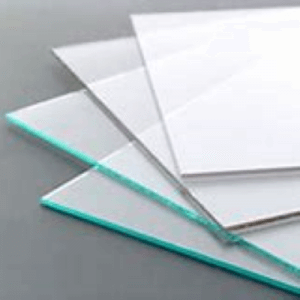 Stack of glass or acrylic photo print panels with polished edges