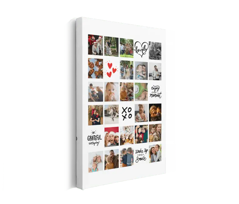 foto slika kolaž na platnu s obiteljskim fotografijama – personalizirani poklon