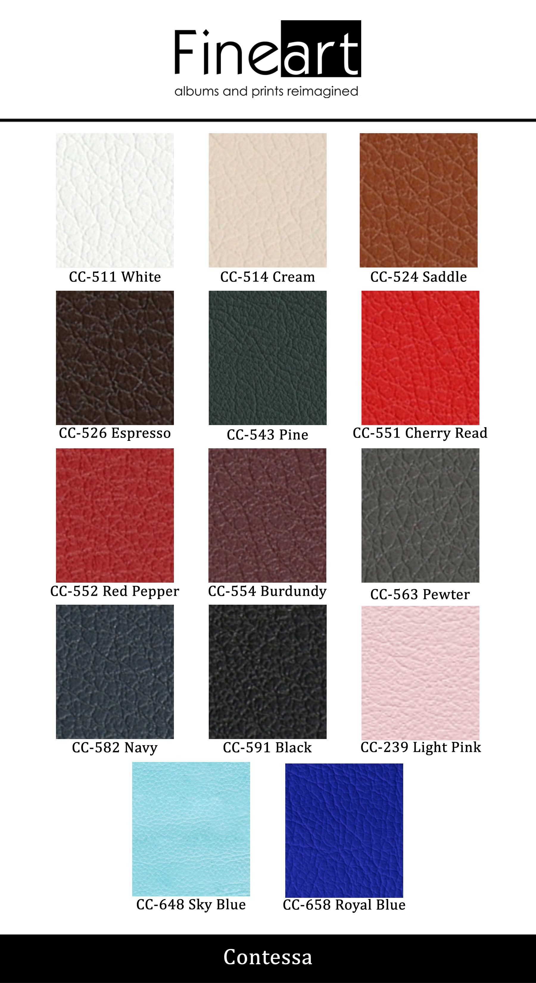 Fine Art Albums Contessa leather color swatches