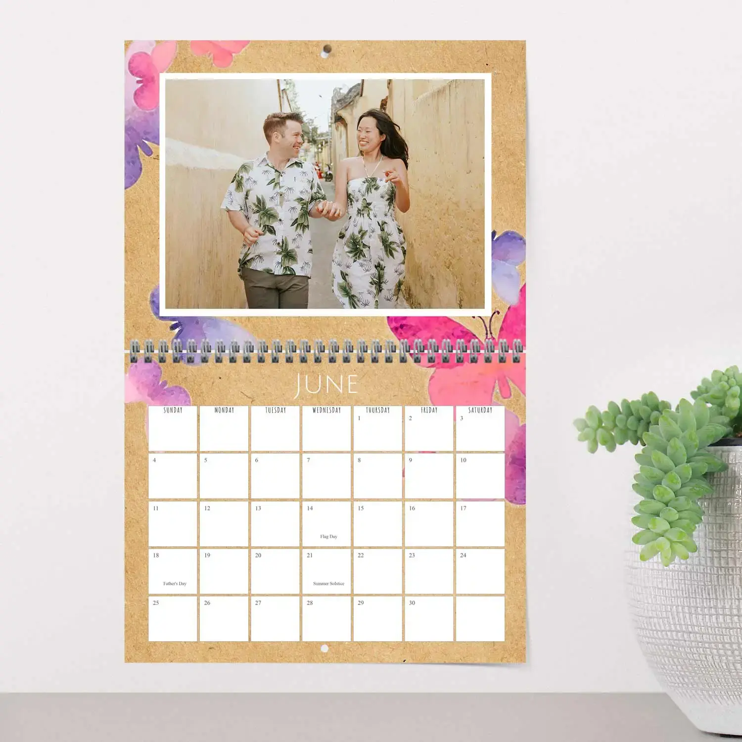 Photo calendar with watercolor designs