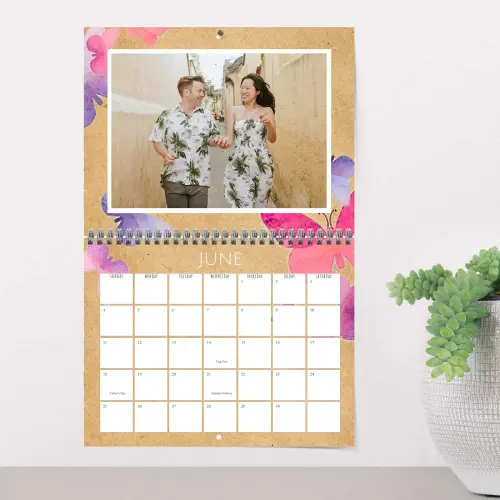 Photo calendar with watercolor designs