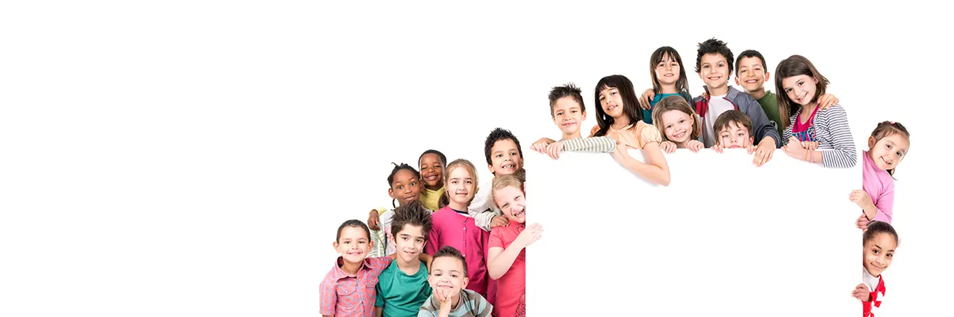 Children holding a blank white sign