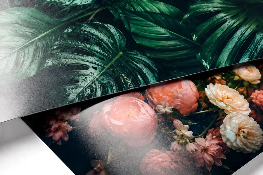 Close-up of luster photo paper showing its fine semi-gloss surface