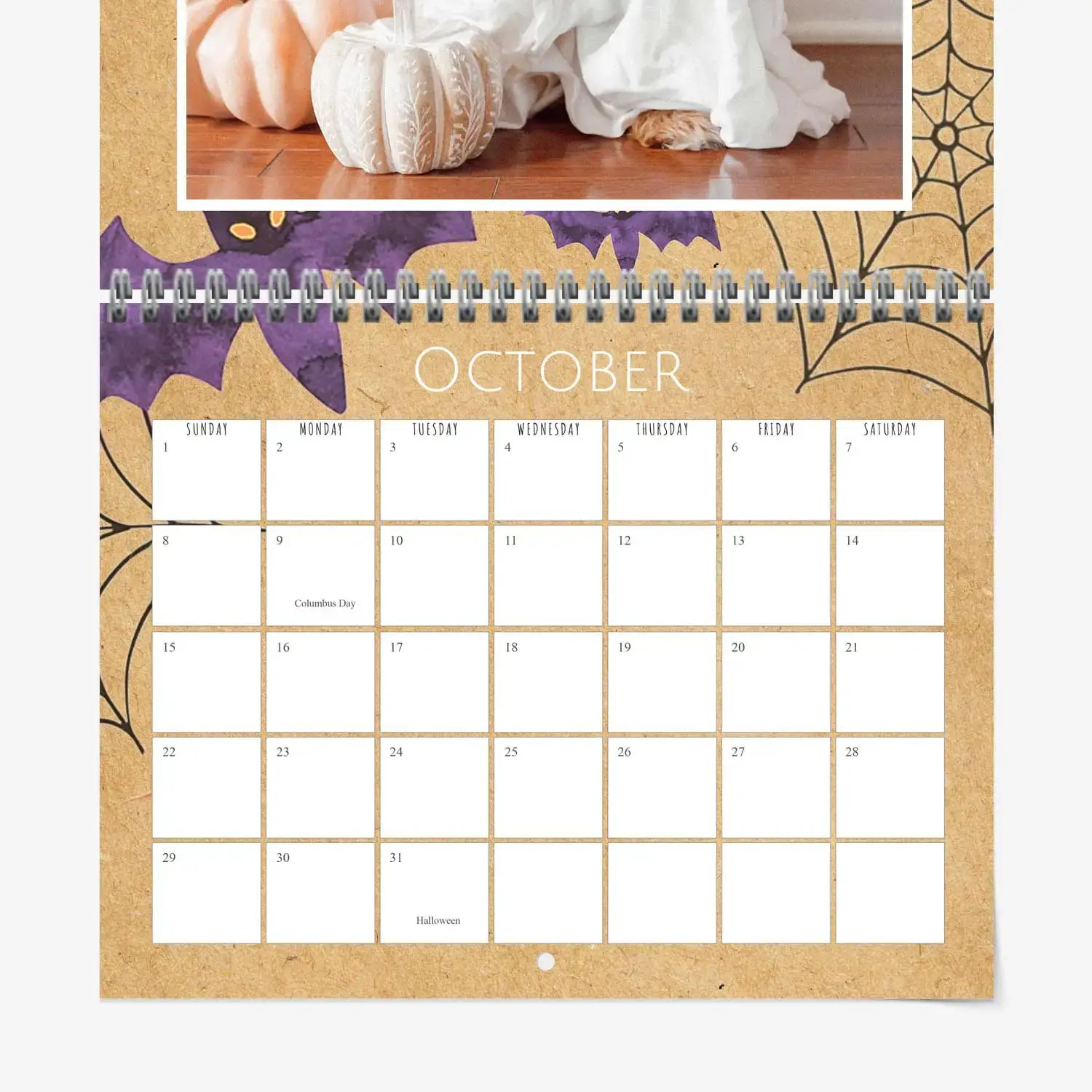 Watercolor calendar with monthly photos