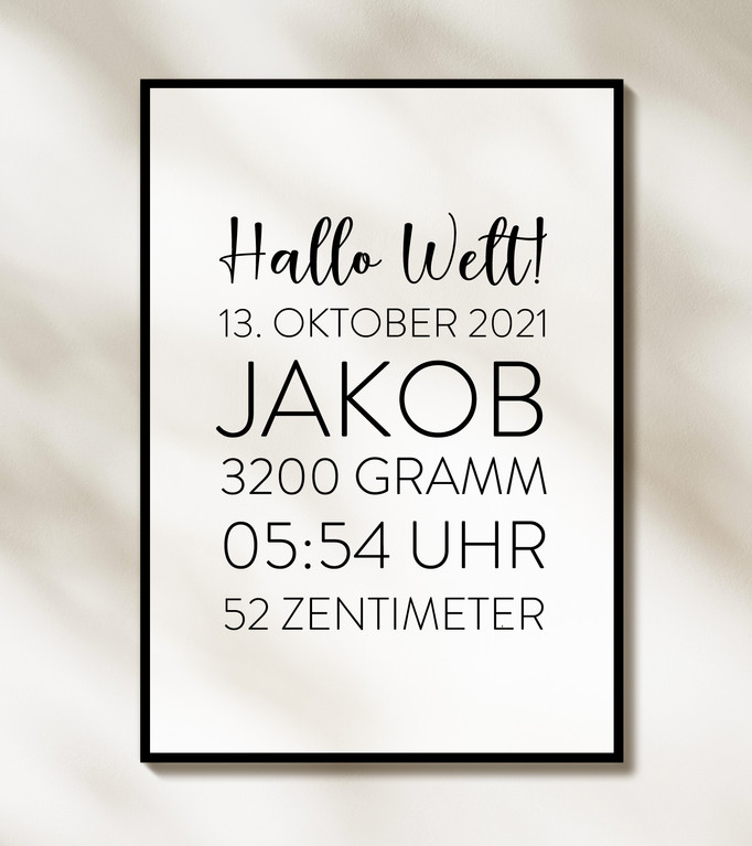 Design Geburtsposter in schlichtem Design