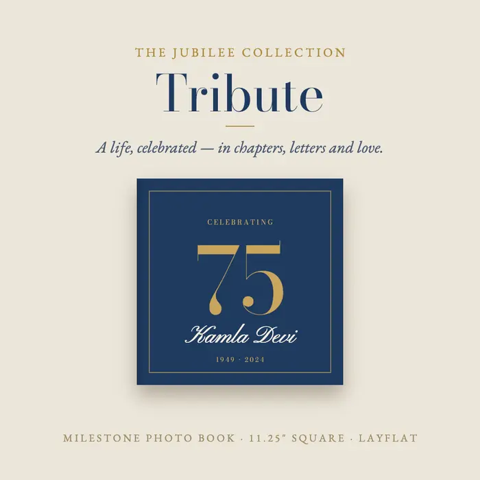 Tribute photo book from The Jubilee Collection, classic navy & gold