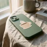 Die Cut sticker applied to the back of a cell phone case