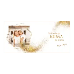 Elegantna šalica za kumu s fotografijom i zlatnim detaljima – poseban poklon koji govori više od riječi.