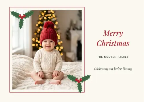 Holly Frame holiday card