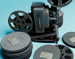 16mm movie film reels ready for digital transfer at Fleetwood Photo in Knoxville, TN