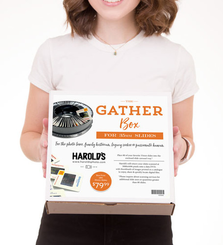 Woman holding The Gather Box for 35mm Slides from Harold's Photo