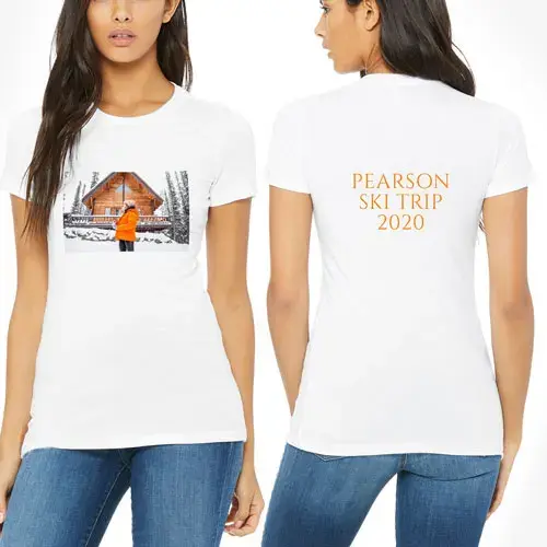 Personalized photo t-shirt showing front and back design