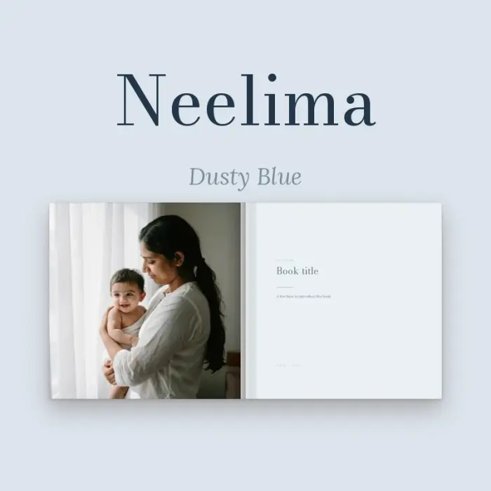 Neelima photo book in dusty blue by Nostalo