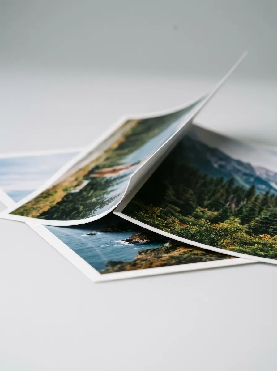 Edge view of resin-coated photo paper showing its thickness