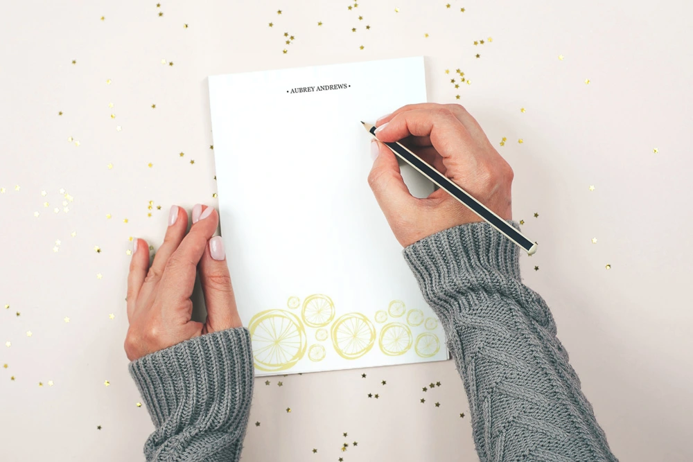 Personalized stationery with lemon illustrations and your name