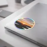 Holographic sticker on laptop