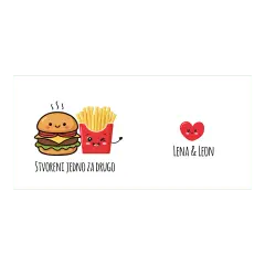 Šalica s imenima i slatkim motivom za parove koji savršeno pašu zajedno.