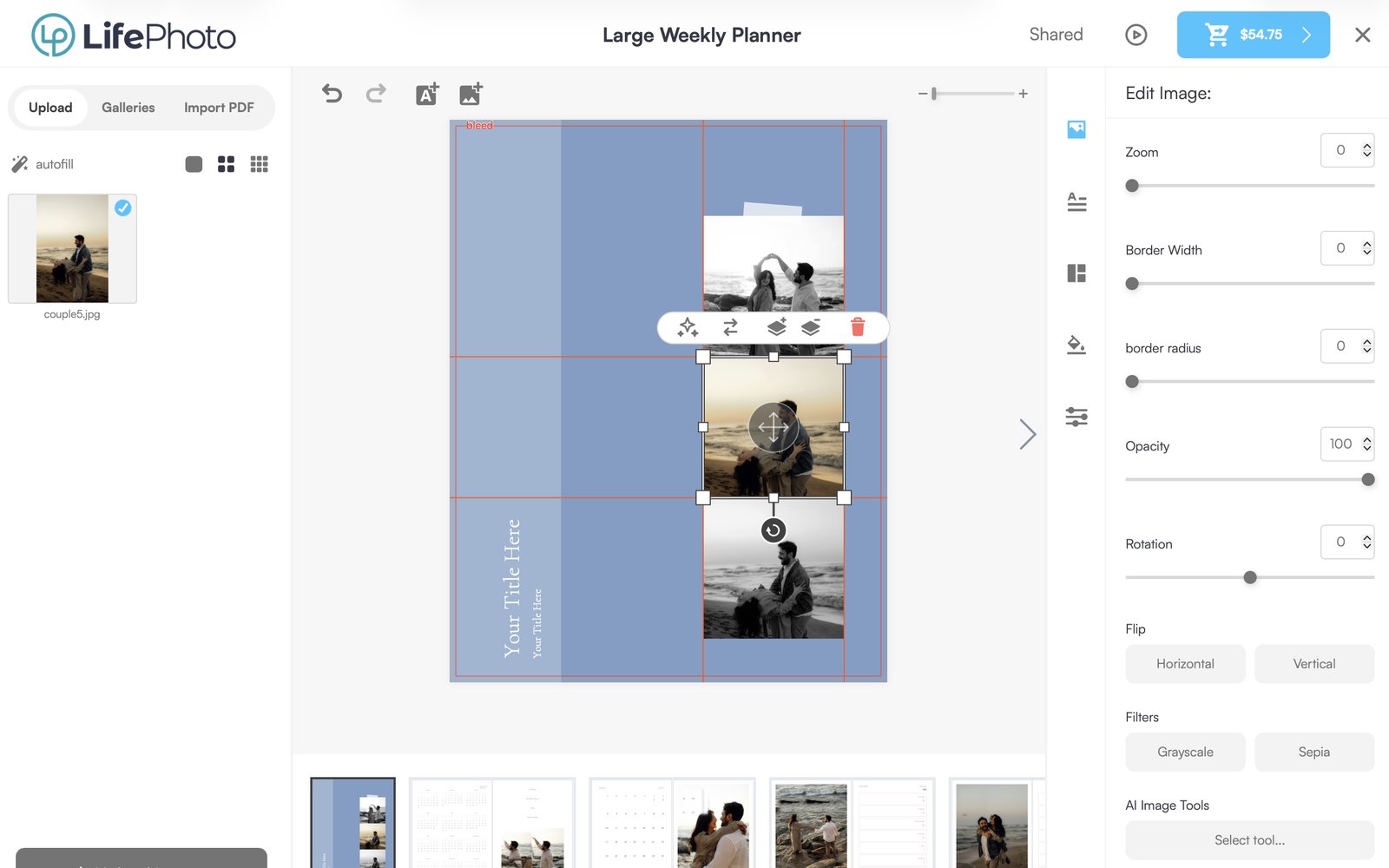 Personalizing a shared planner