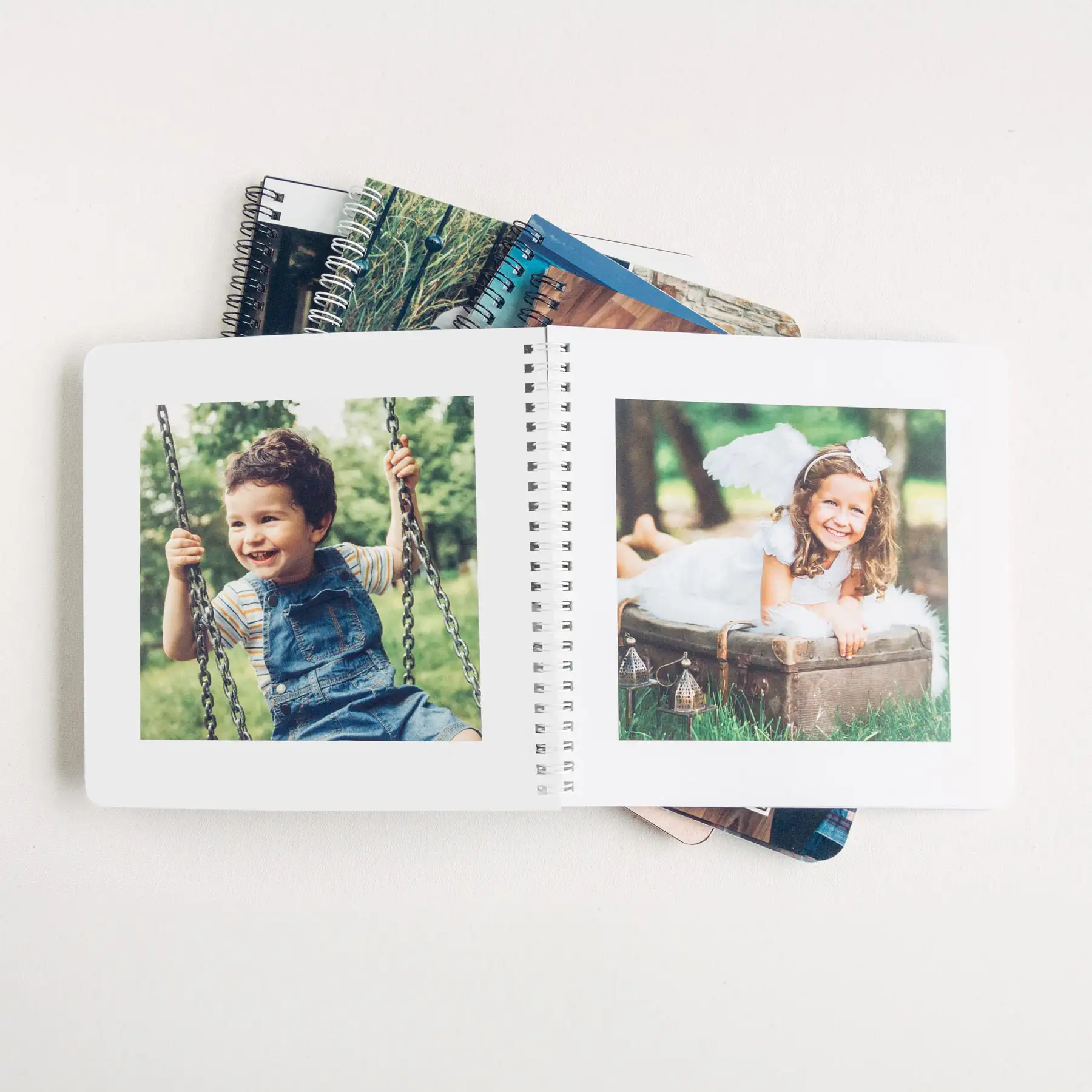 Open 8x8 spiral bound photo book