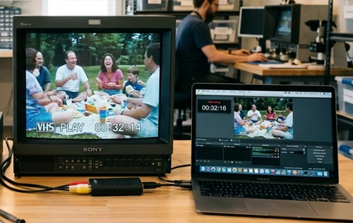 VHS tape digitizing process at Linhoff Photo in St. Louis Park