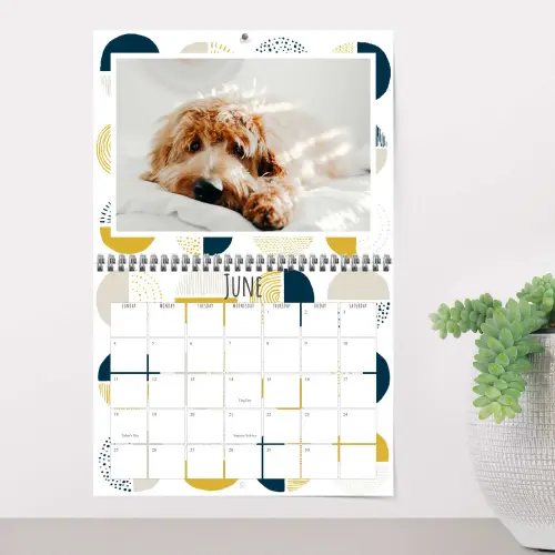 Photo wall calendar with geometric prints