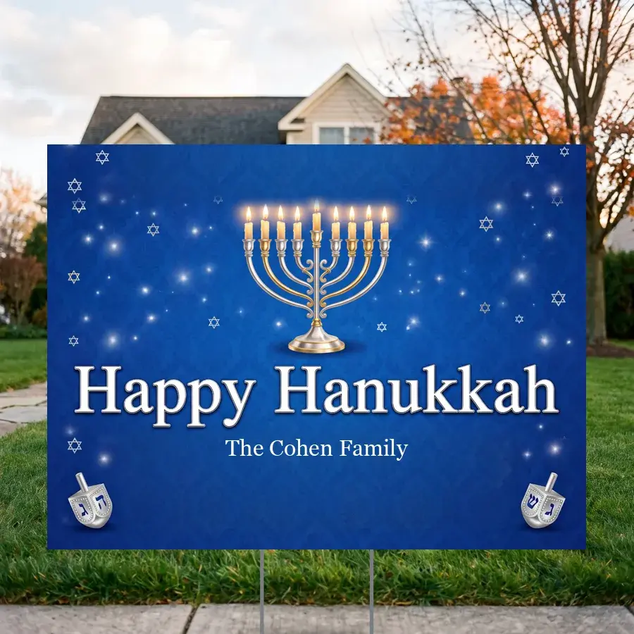 Happy Hanukkah 24 x 18 in yard sign