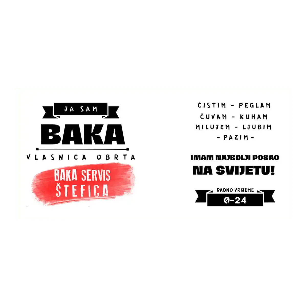 Personalizirana šalica Baka servis za baku s duhovitim natpisom