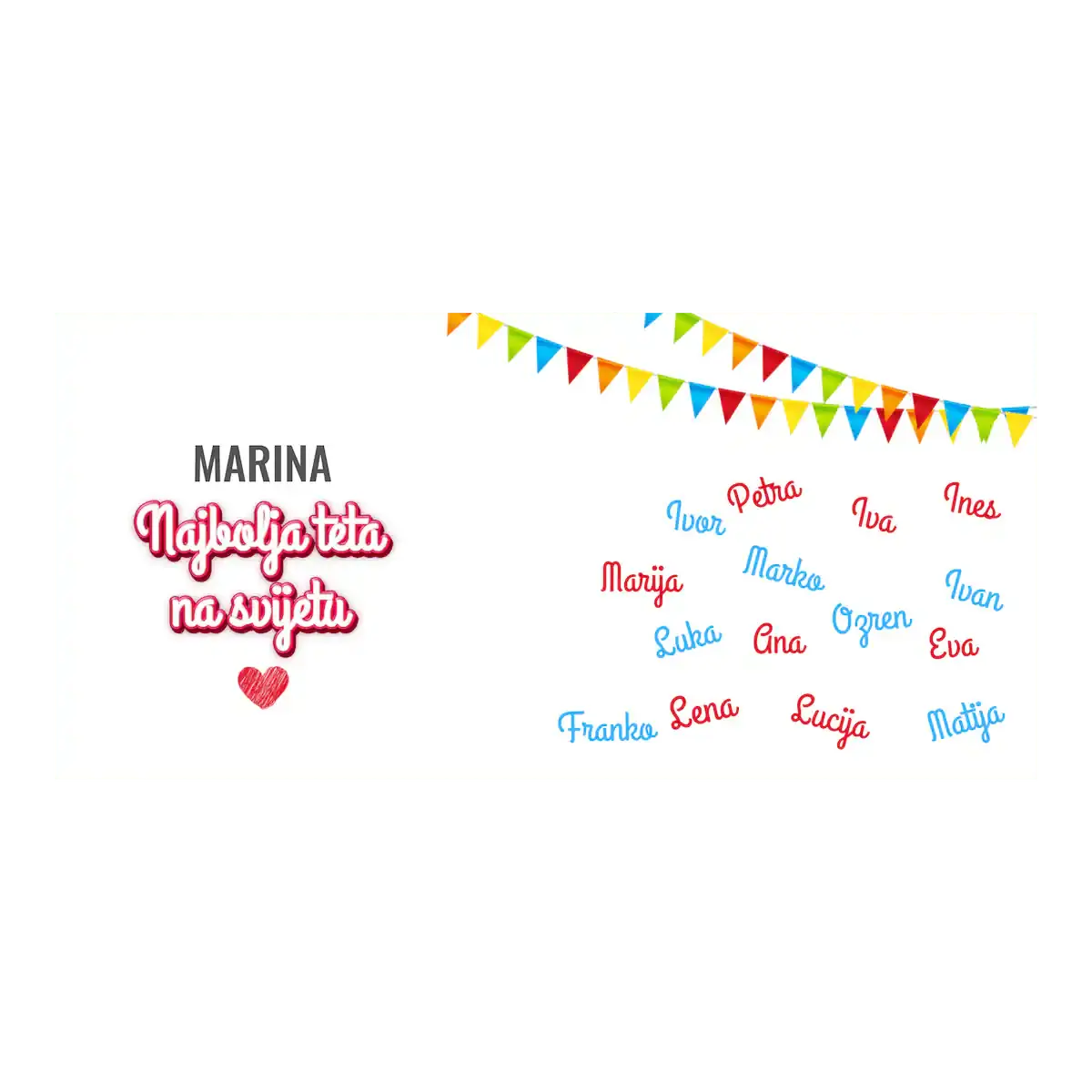 Šalica za najbolju vrtićku tetu s imenima djece koja je vole.