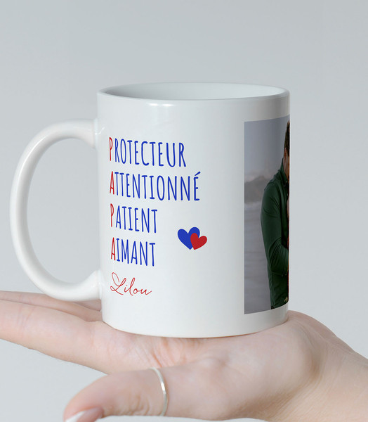 Mug personnalisé Héros du Quotidien avec photo et message tendre pour papa
