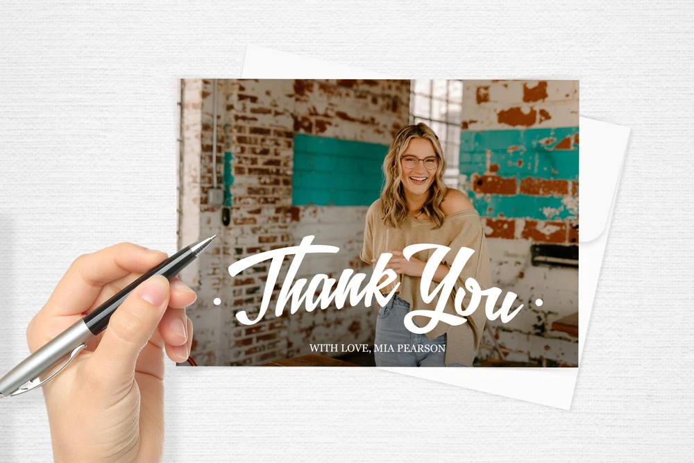 Personalized thank you card featuring your photo