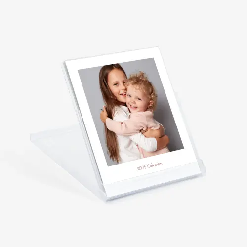 Monthly photo desk calendar in cd case