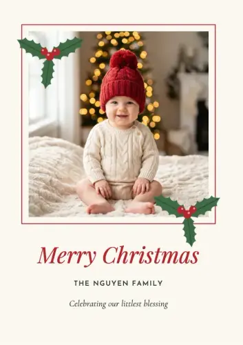 Holly Frame holiday card