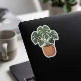 Vinyl die cut sticker on a laptop lid