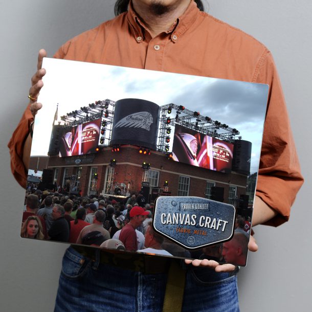 Event signage printed on metal