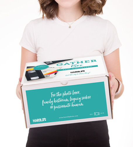 Woman holding The Gather Box for VHS Tapes from Harold's Photo