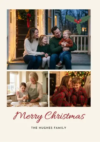 Holly Sprig Trio holiday card