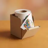 roll of stickers in a box
