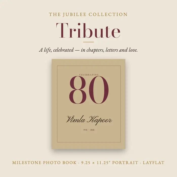 Tribute Champagne photo book from The Jubilee Collection, classic navy & gold