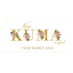 Elegantna šalica za kumu s personaliziranom porukom i cvjetnim detaljima – uspomena koja se čuva s ljubavlju.