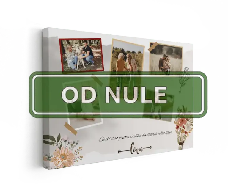 izrada kolaža za fotografiju na platnu – dizajn po želji sa cvijetnim pastelnim elementima