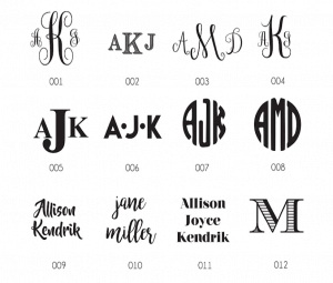 monogram options
