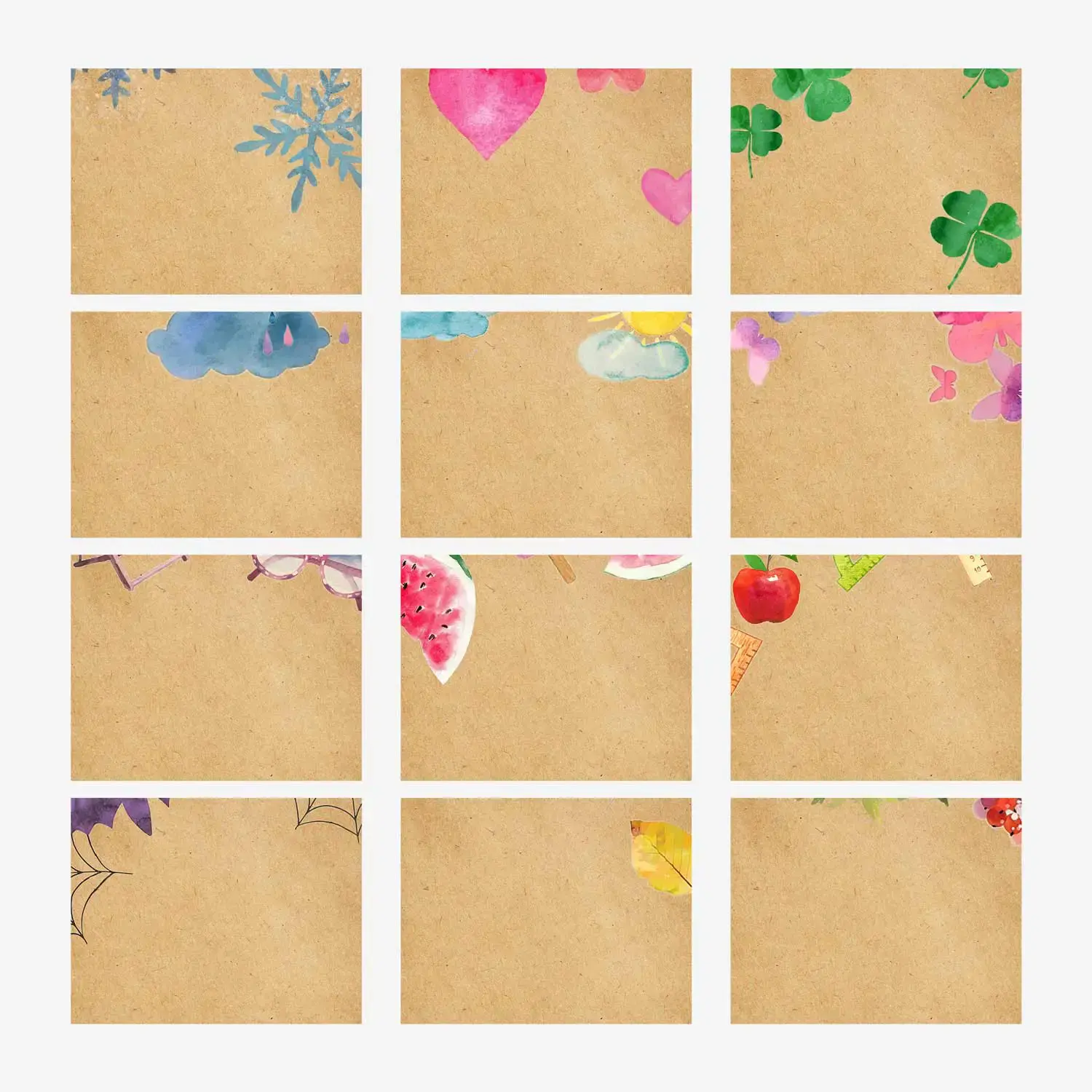 Seasonal watercolor monthly backgrounds