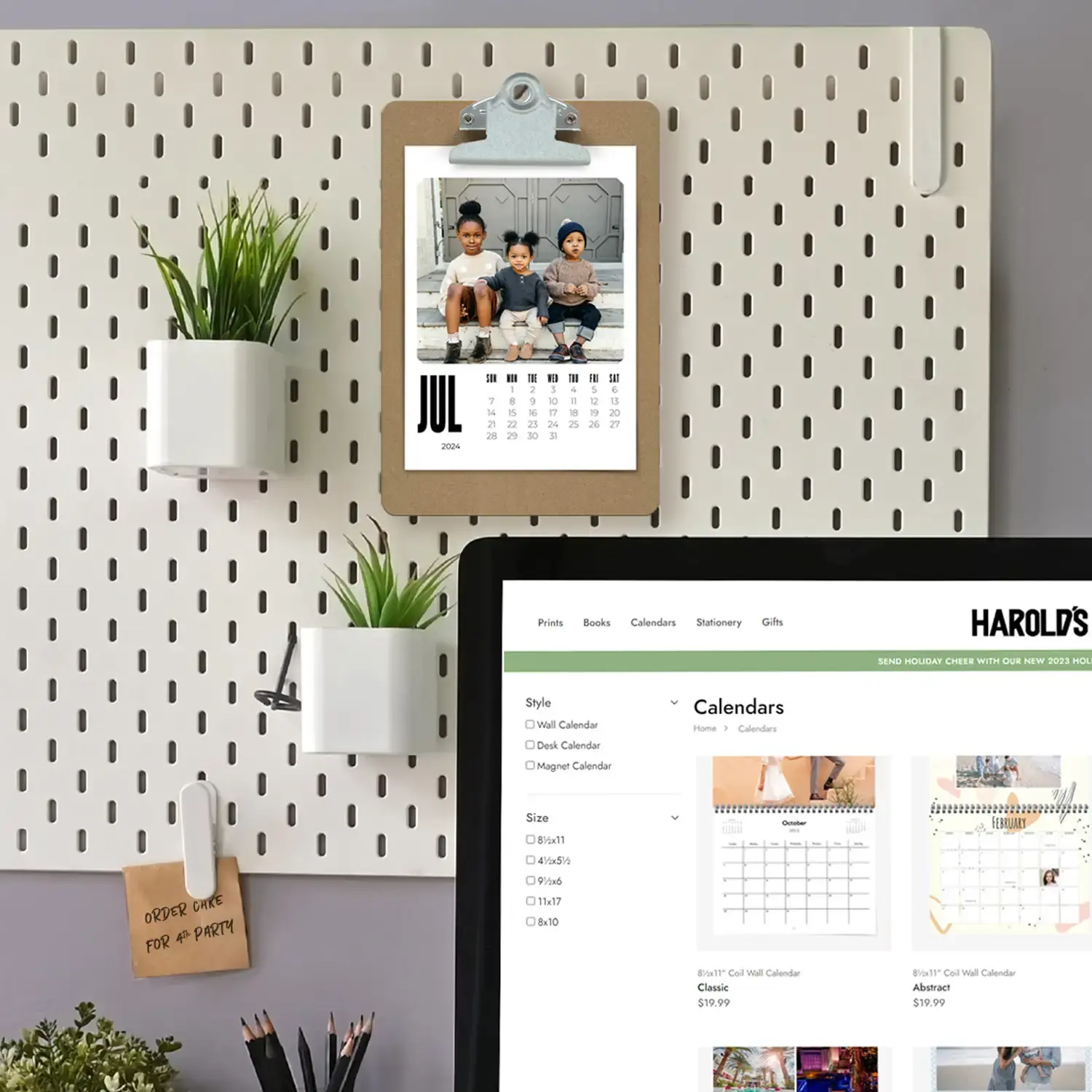 Clip board monthly photo calendar