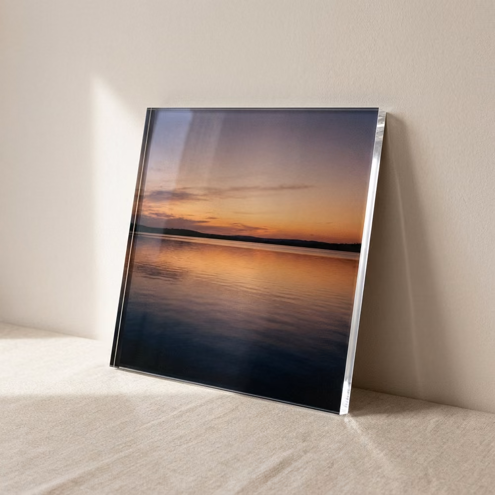 Acrylic print of a lake sunset