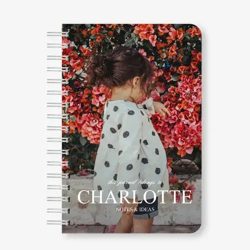 Personalized 6x9 spiral-bound photo notebook