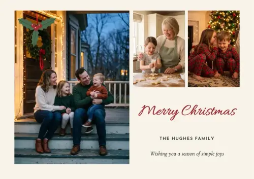 Holly Sprig Trio holiday card