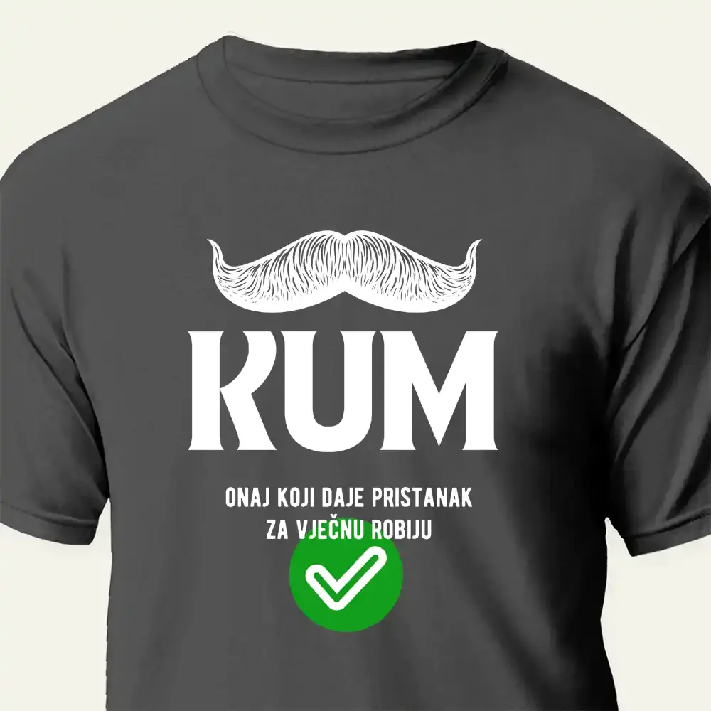 smiješna majica za kuma s natpisom kum onaj koji daje pristanak za vječnu robiju – tisak na majicu za poklon za kuma