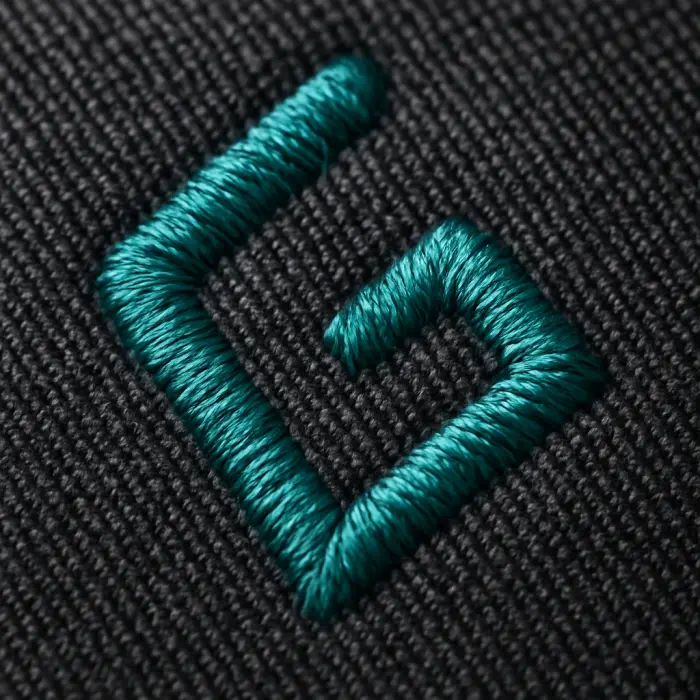 Macro close-up of clean embroidery stitches