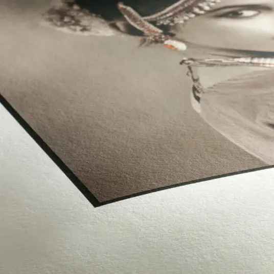 Close-up of Hahnemühle Photo Rag showing its lightly defined felt surface